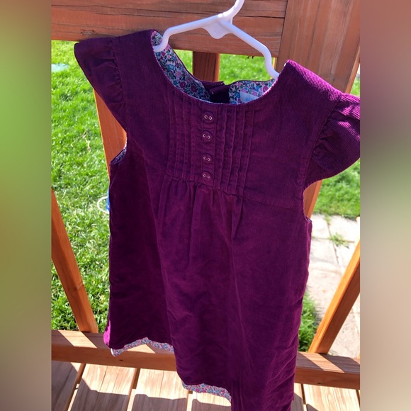 Girl’s 5T JoJo Maman Bebe purple plum and floral corduroy spring dress NWT - Picture 10 of 13